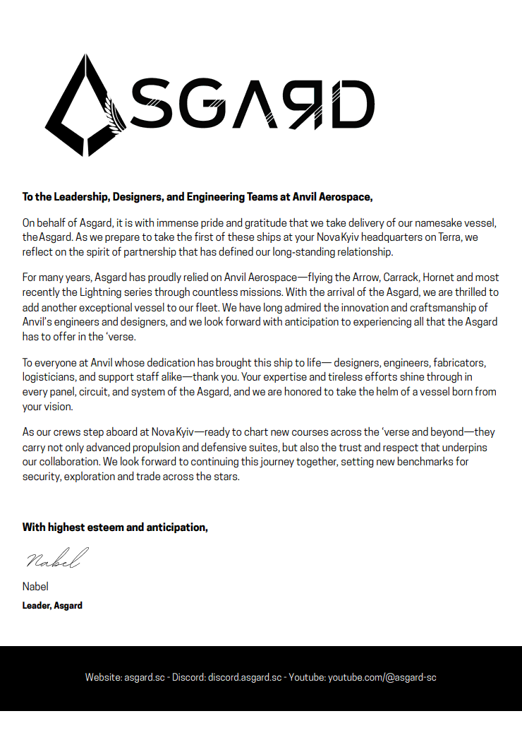 Öppet brev till Anvil Aerospace